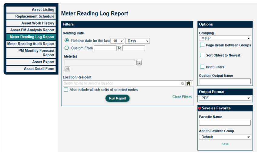 Meter Reading Log Report